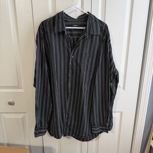 Claiborne black gray striped long sleeve button up size 3XLT